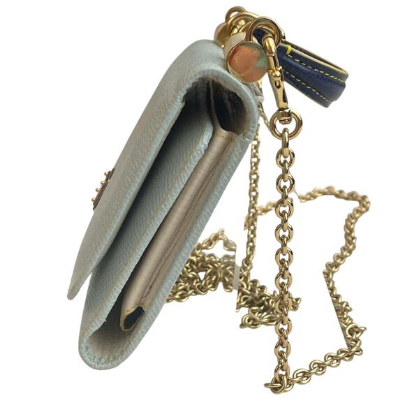 DOLCE & GABBANA Leather Blue Green Sicily Von Bag Cream Interior LIKE NEW - Picture 6 of 10